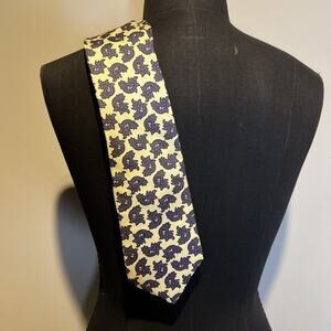Bert Pulitzer Men’s Tie Pale‎ Yellow Paisley Made In USA Hand Painted 3.5x57